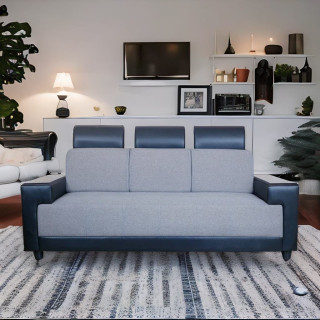 MAARK FABRIC THREE SEATER SOFA INDROYAL GRAY COLOUR