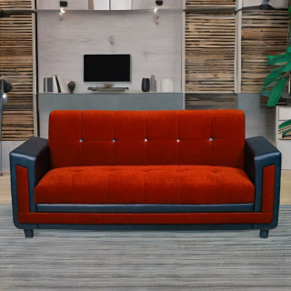 MAARK FABRIC THREE SEATER SOFA NEW MONTAIN RED COLOUR