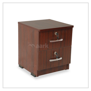 MAARK BED SIDE TABLE DOUBLE DRAW WALNUT COLOUR
