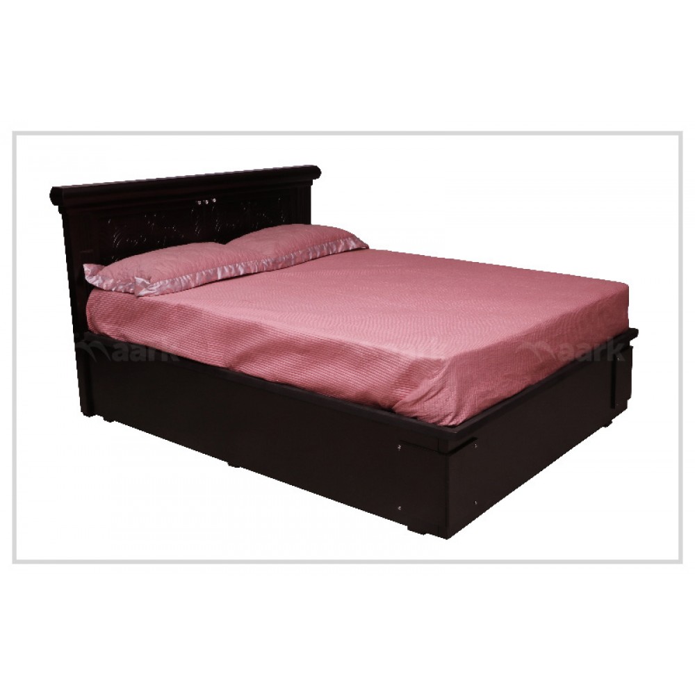 wooden cot with storage