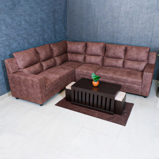 MAARK FABRIC CORNER SOFA 5 SEATER SAJINA BROWN COLOUR