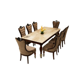 MAARK MARBLE TOP 8 SEATER DINING SET GOLDEN BELL TD