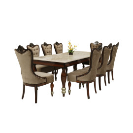 MAARK MARBLE TOP 8 SEATER DINING SET GOLDEN BELL TD