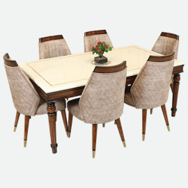 MAARK MARBLE TOP 6 SEATER DINING SET 6029 TD
