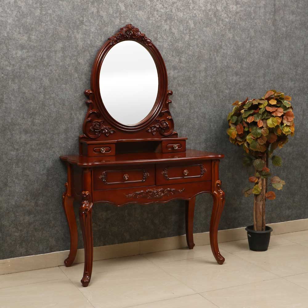 WOODEN DRESSING TABLE IN TEAK WOOD COLOR