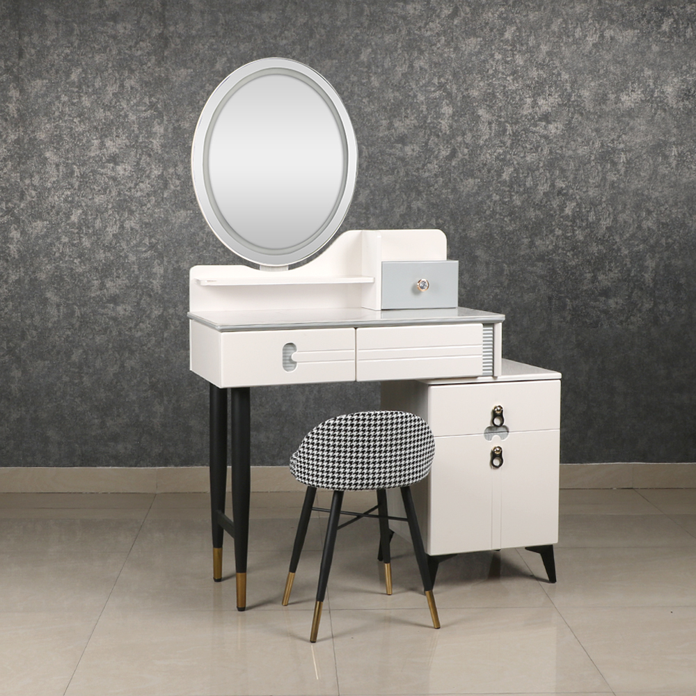 MODERN DRESSING TABLE IN WHITE WITH GREY COLOR
