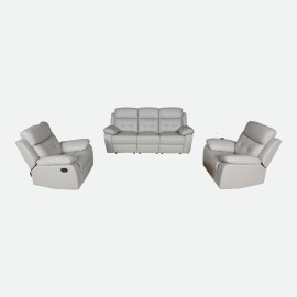 MAARK MANUAL RECLINER LEATHER SOFA SET (3R+1R+1R) 1157 CREAM COLOUR HT