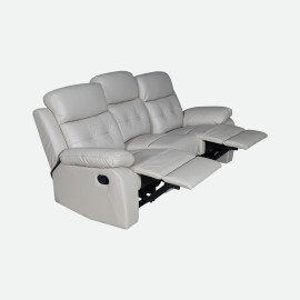 MAARK MANUAL RECLINER LEATHER SOFA SET (3R+1R+1R) 1157 CREAM COLOUR HT
