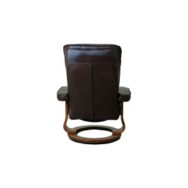 MAARK LEATHER REVOLVING LOUNGE RECLINER WITH FOOT STOOL 637 BURGUNDY COLOUR HT