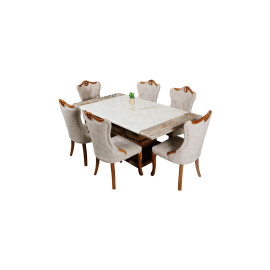 MAARK MARBLE TOP 6 SEATER DINING SET 1102-6145 HT