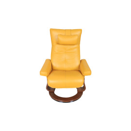 MAARK LEATHER REVOLVING LOUNGE RECLINER WITH FOOT STOOL 647 MUSTARD COLOUR HT