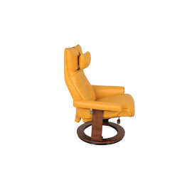 MAARK LEATHER REVOLVING LOUNGE RECLINER WITH FOOT STOOL 647 MUSTARD COLOUR HT