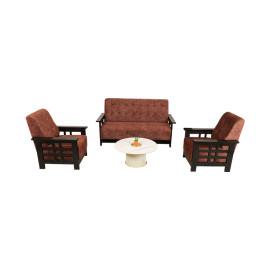 MAARK WOODEN SOFA SET (3+1+1) DELHI WALNUT COLOUR