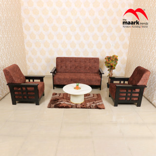 MAARK WOODEN SOFA SET (3+1+1) DELHI WALNUT COLOUR