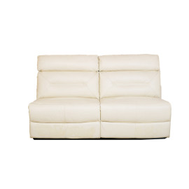 MAARK CORNER MANUAL RECLINER LEATHER SOFA 3 SEATER WITH DIWAN 9304 CREAM WHITE COLOUR HT