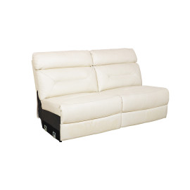 MAARK CORNER MANUAL RECLINER LEATHER SOFA 3 SEATER WITH DIWAN 9304 CREAM WHITE COLOUR HT