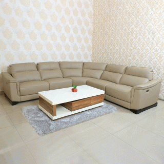MAARK CORNER MOTORIZED RECLINER LEATHER SOFA 4 SEATER 8327 ARIES MALT COLOUR HT