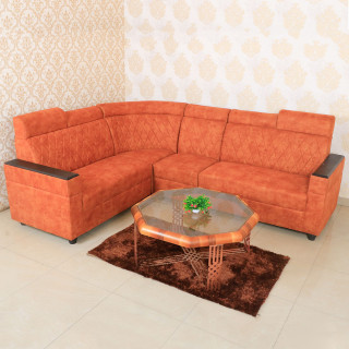 MAARK FABRIC CORNER SOFA 5 SEATER IYARKAI RED COLOUR