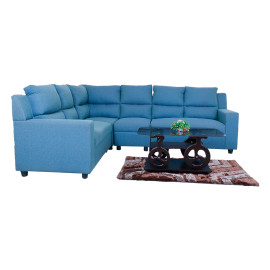 MAARK FABRIC CORNER SOFA 5 SEATER SAJINA BLUE COLOUR