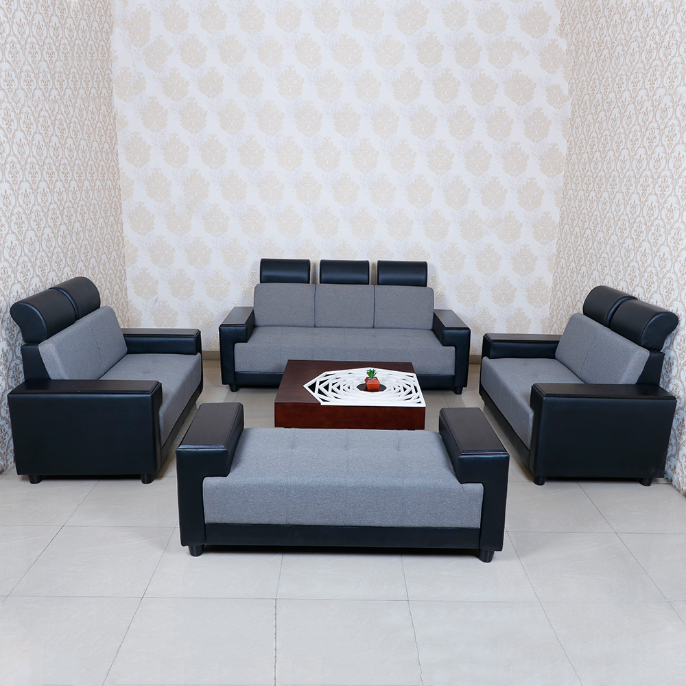 MAARK FABRIC SOFA SET (3+2+2+SETTY) INDROYAL GRAY COLOUR