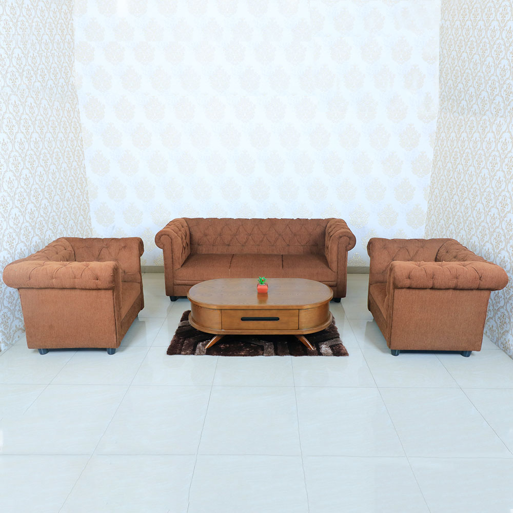 MAARK FABRIC SOFA SET (3+1+1) CHESTER BROWN COLOUR