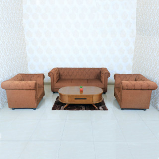 MAARK FABRIC SOFA SET (3+1+1) CHESTER BROWN COLOUR