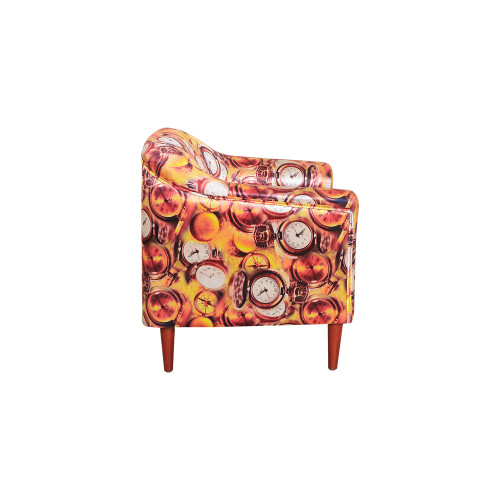 MAARK LEATHERETTE SINGLE SEATER SOFA WITH PUFFY CLOCK PRINTING