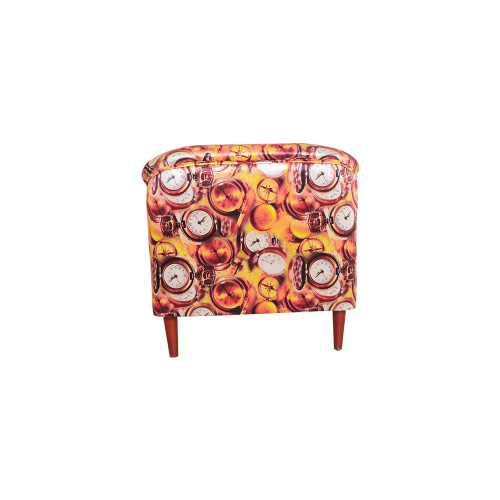 MAARK LEATHERETTE SINGLE SEATER SOFA WITH PUFFY CLOCK PRINTING