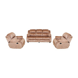 MAARK MANUAL RECLINER FABRIC SOFA SET (3+1R+1R) F211 BROWN COLOUR