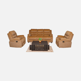 MAARK MANUAL RECLINER FABRIC SOFA SET (3+1R+1R)  MAGILCHI BROWN COLOUR