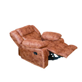 MAARK MANUAL RECLINER FABRIC SOFA SINGLE SEATER PISTHA BROWN COLOUR