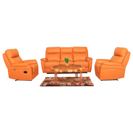 MAARK MANUAL RECLINER LEATHER SOFA SET (3R+1R+1R) 1187 TAN COLOUR HT