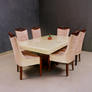 MAARK MARBLE TOP 6 SEATER DINING SET 6019 TD