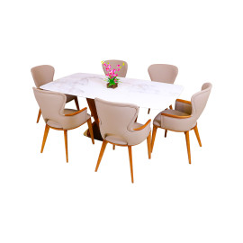 MAARK MARBLE TOP 6 SEATER DINING SET B15-B08-8022 HT