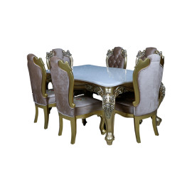 MAARK MARBLE TOP 6 SEATER DINING SET OPAL SAI