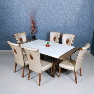 MAARK MARBLE TOP 6 SEATER DINING SET 1918-6019 HT