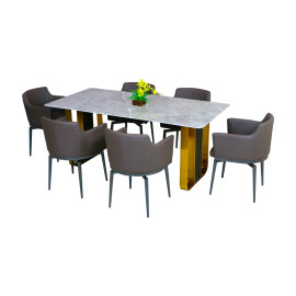 MAARK MARBLE TOP 6 SEATER DINING SET165-912 HT