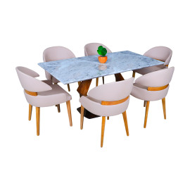 MAARK MARBLE TOP 6 SEATER DINNING SET 2028-2000 HT