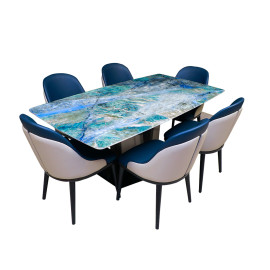 MAARK MARBLE TOP 6 SEATER DINING SET 603-237 HT