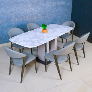 MAARK MARBLE TOP 6 SEATER DINING SET T934-335 HT