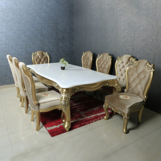 MAARK MARBLE TOP 8 SEATER DINING SET OPAL SAI