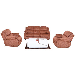 MAARK MOTORIZED RECLINER FABRIC SOFA SET (3+1R+1R) F211 BROWN COLOUR