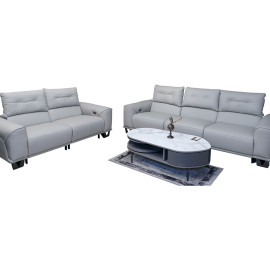 MAARK MOTORIZED RECLINER LEATHER SOFA SET (3R+2R) 2002 L.GRAY COLOUR HT