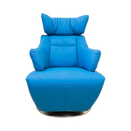 MAARK MOTORIZED RECLINER LEATHER SOFA SINGLE SEATER 60 BLUE COLOUR HT