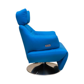 MAARK MOTORIZED RECLINER LEATHER SOFA SINGLE SEATER 60 BLUE COLOUR HT