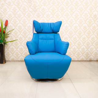 MAARK MOTORIZED RECLINER LEATHER SOFA SINGLE SEATER 60 BLUE COLOUR HT