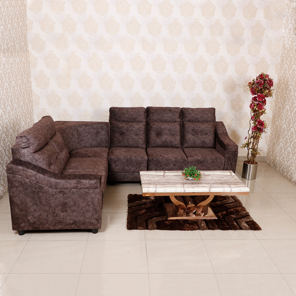 MAARK FABRIC CORNER SOFA 5 SEATER PLATINA BROWN COLOUR