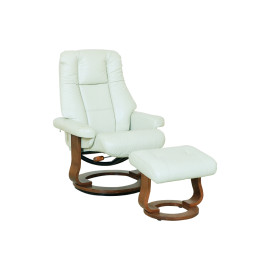 MAARK LEATHER REVOLVING LOUNGE RECLINER WITH FOOT STOOL 636 BEIGE COLOUR HT