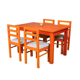 MAARK WOODEN TOP 4 SEATER DINING SET STARTER TEAK COLOUR