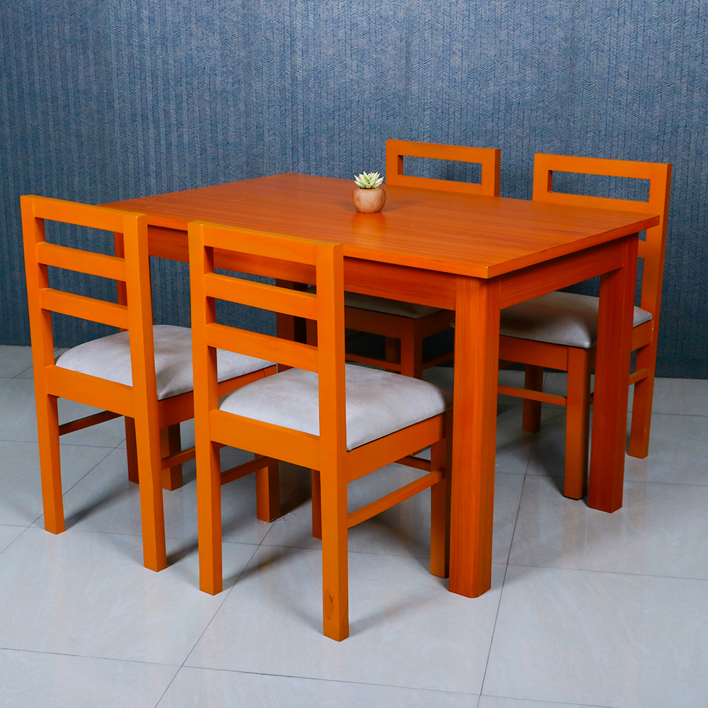 MAARK WOODEN TOP 4 SEATER DINING SET STARTER TEAK COLOUR